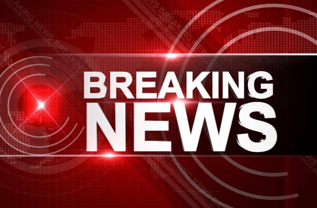 Breaking news graphic for the